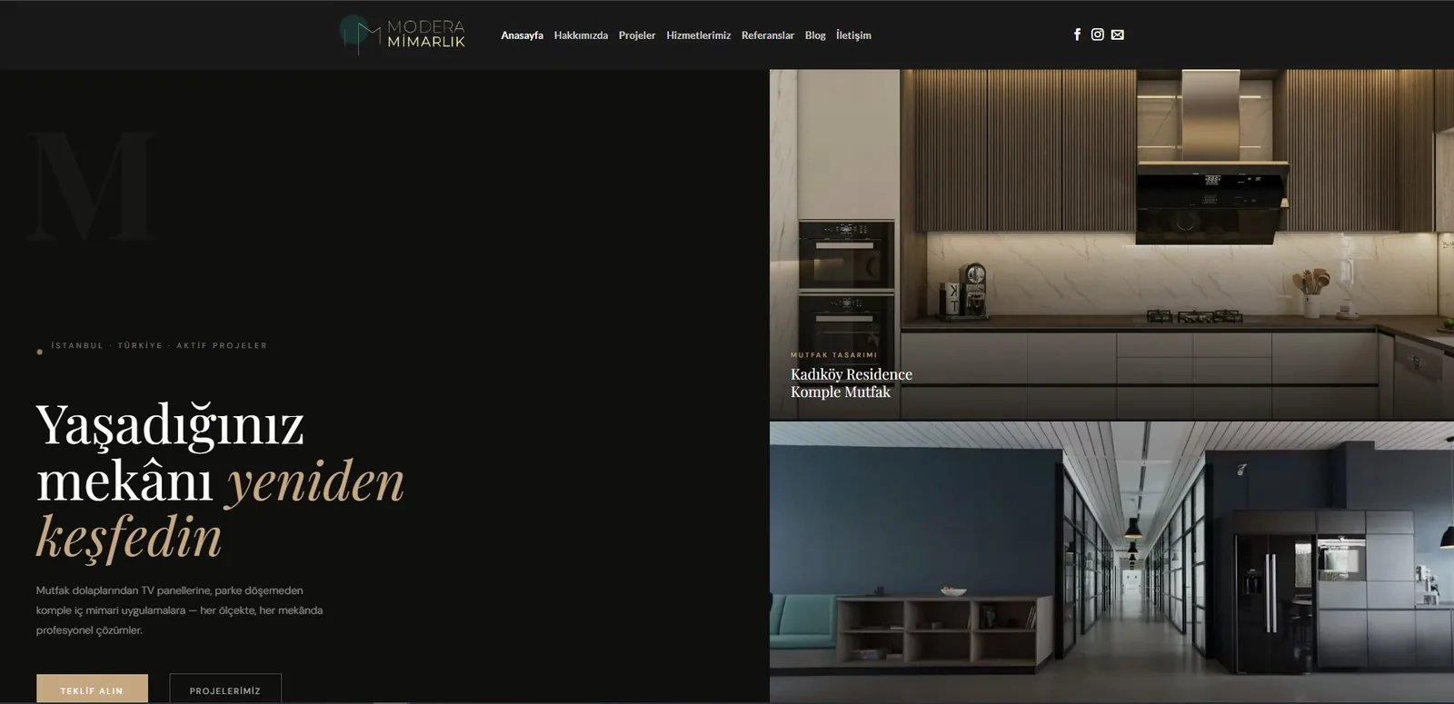Modera Mimarlık web sitesi